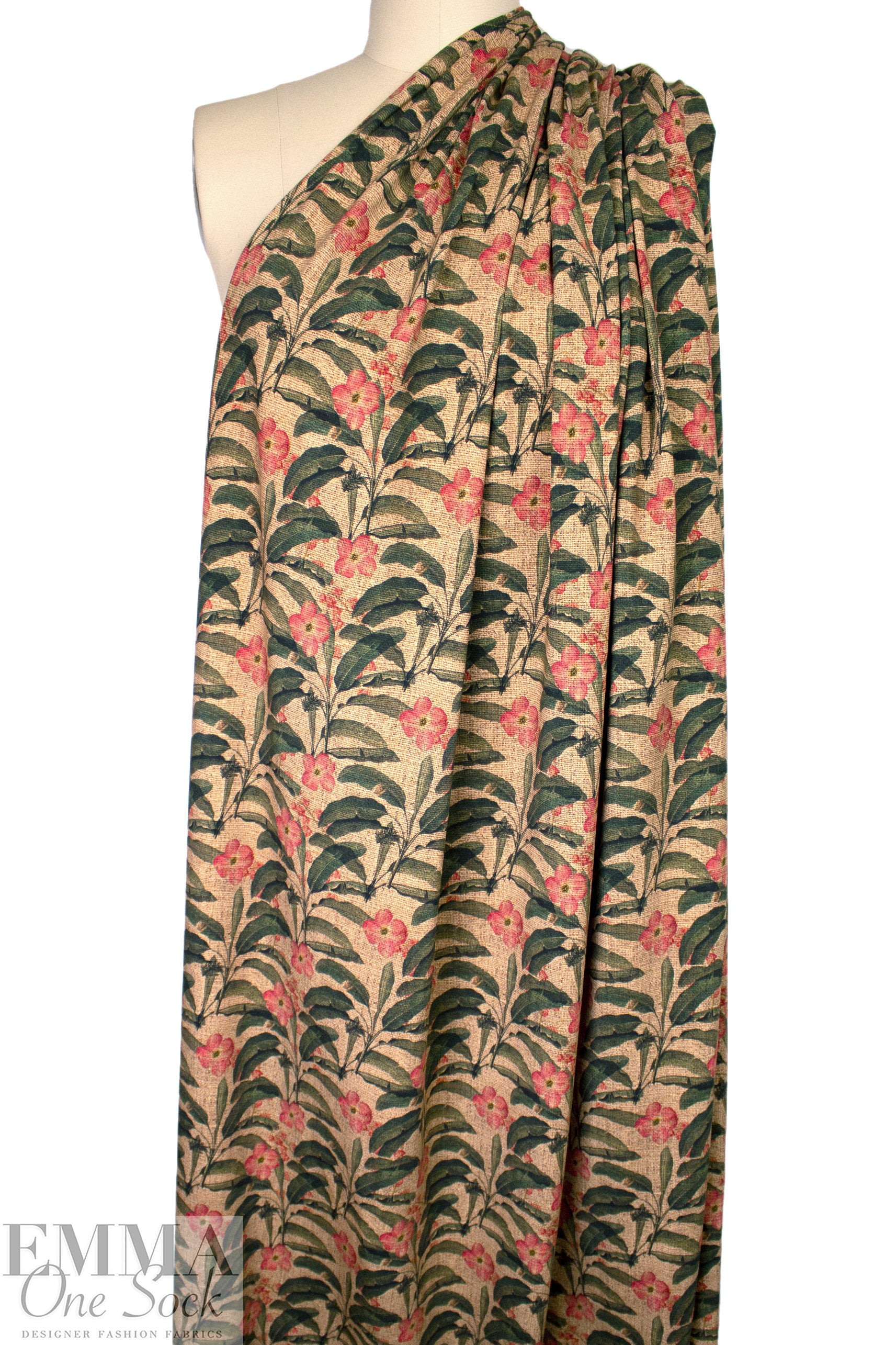 Dutch digital 'plumeria paradise' cotton knit Oeko-Tex cert. 1.25 yds