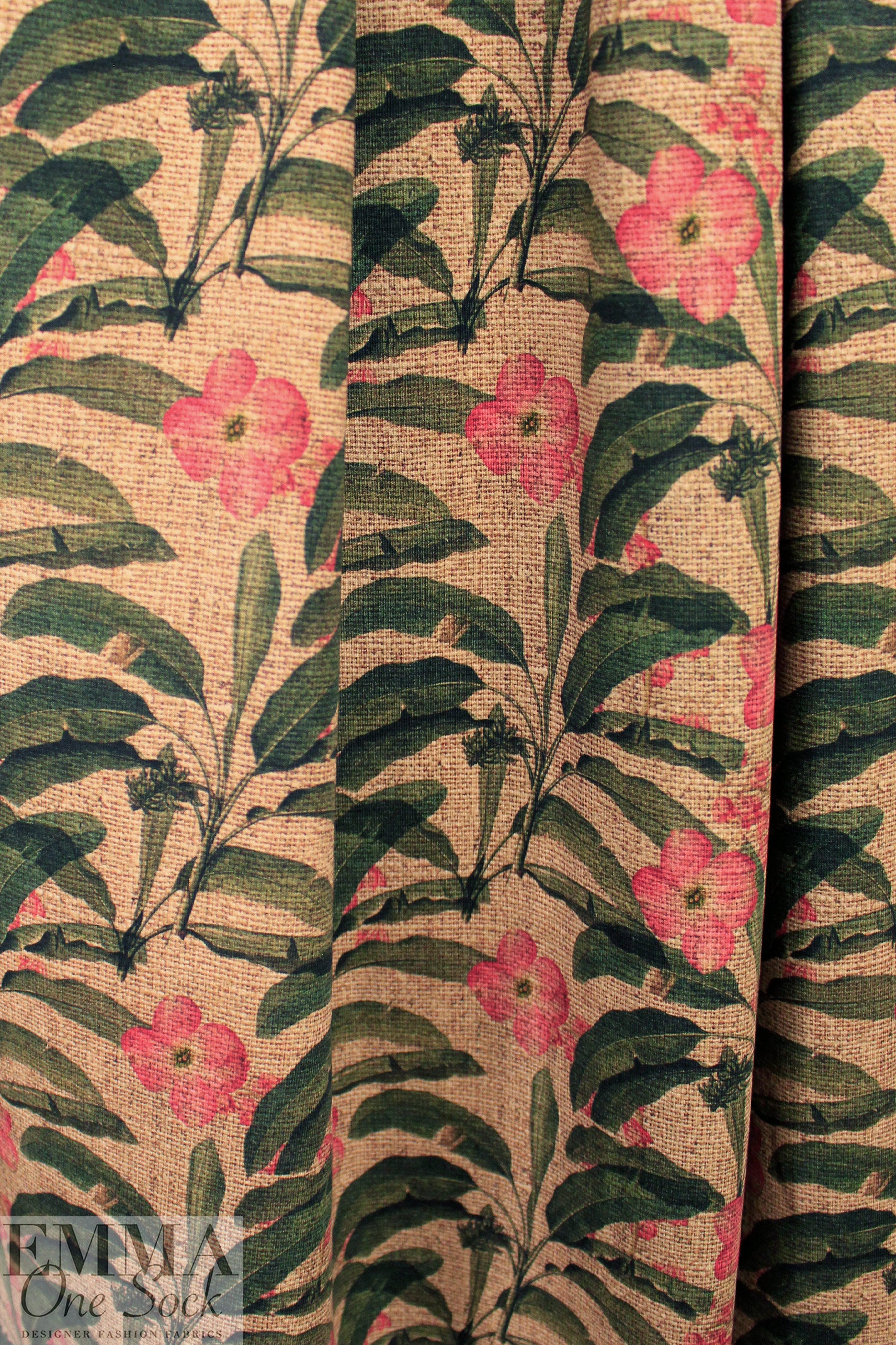 Dutch digital 'plumeria paradise' cotton knit Oeko-Tex cert. 1.25 yds