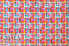 Dutch digital 'tinted geometry' cotton knit Oeko-Tex cert. - clementine/rose .75 yds