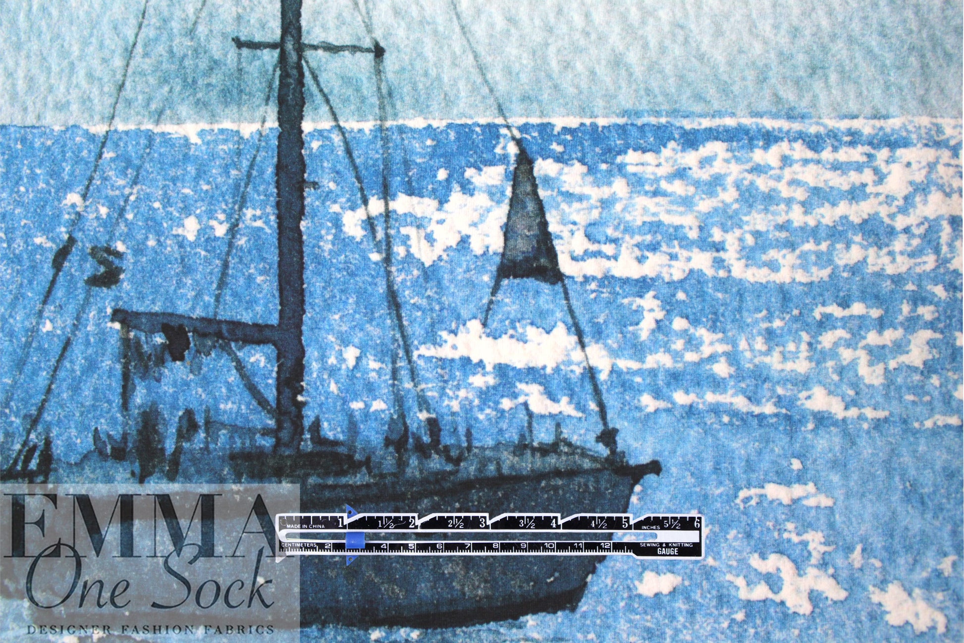 Dutch digital 'out to sea' cotton/spandex knit panel 2.375 yd - 1 Panel