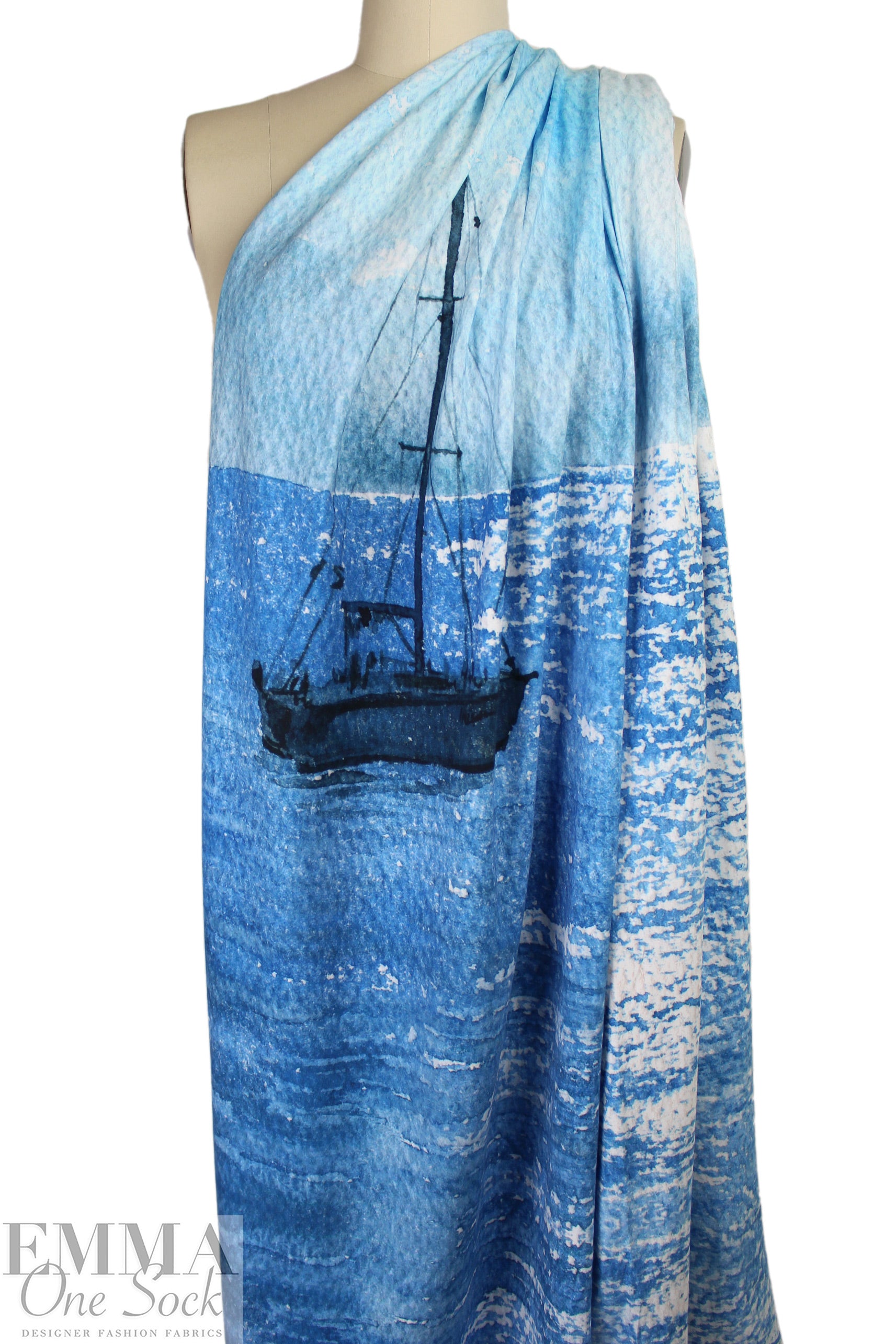 Dutch digital 'out to sea' cotton/spandex knit panel 2.375 yd - 1 Panel