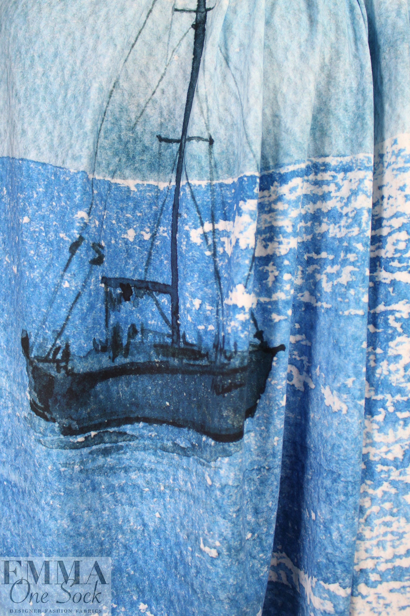 Dutch digital 'out to sea' cotton/spandex knit panel 2.375 yd - 1 Panel