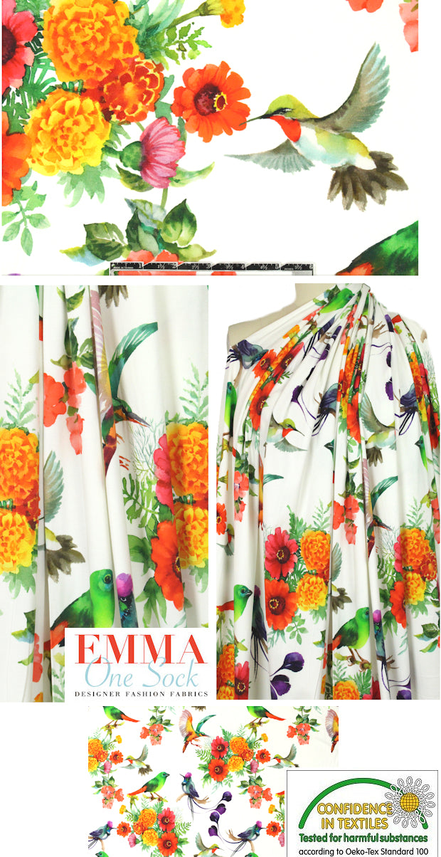 Dutch digital backyard aviary cotton/lycra knit