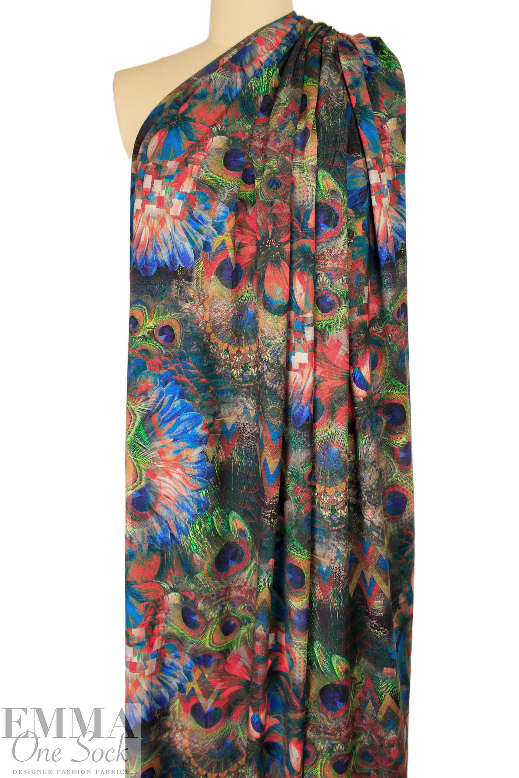 Dutch digital 'peacock plume' VISCOSE knit Oeko-Tex cert. .625 yds