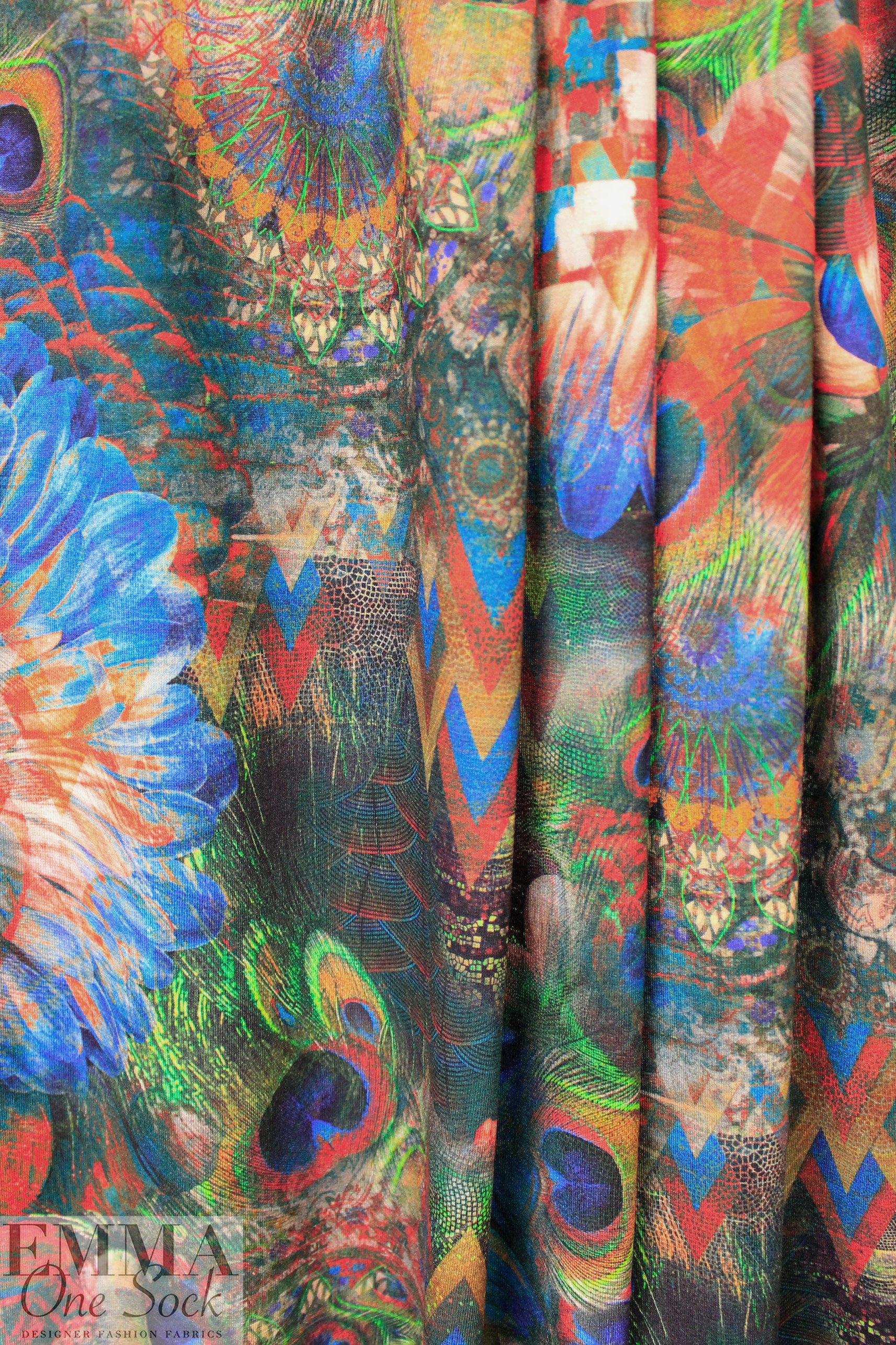 Dutch digital 'peacock plume' VISCOSE knit Oeko-Tex cert. 1.4 yd
