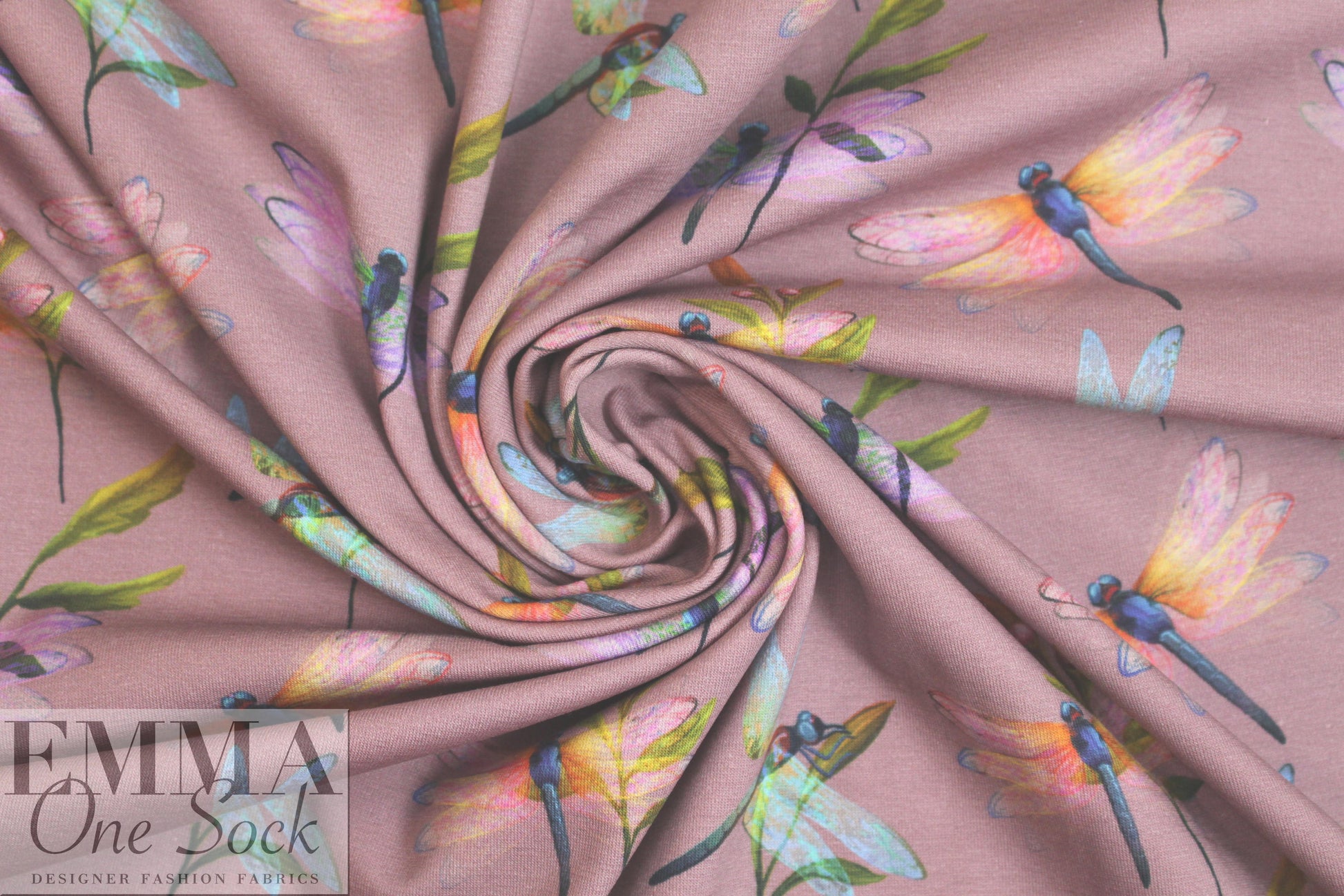 Dutch digital dragonflies no. 2 cotton/lycra knit  1.125 yds