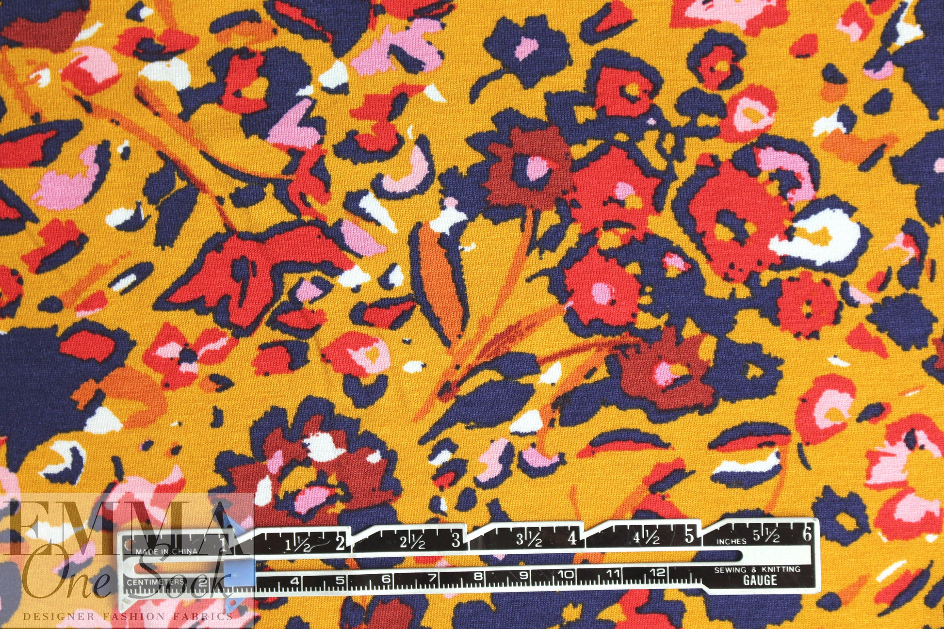 Dutch Oeko-tex 'petal splash' viscose/spandex knit 2 yd