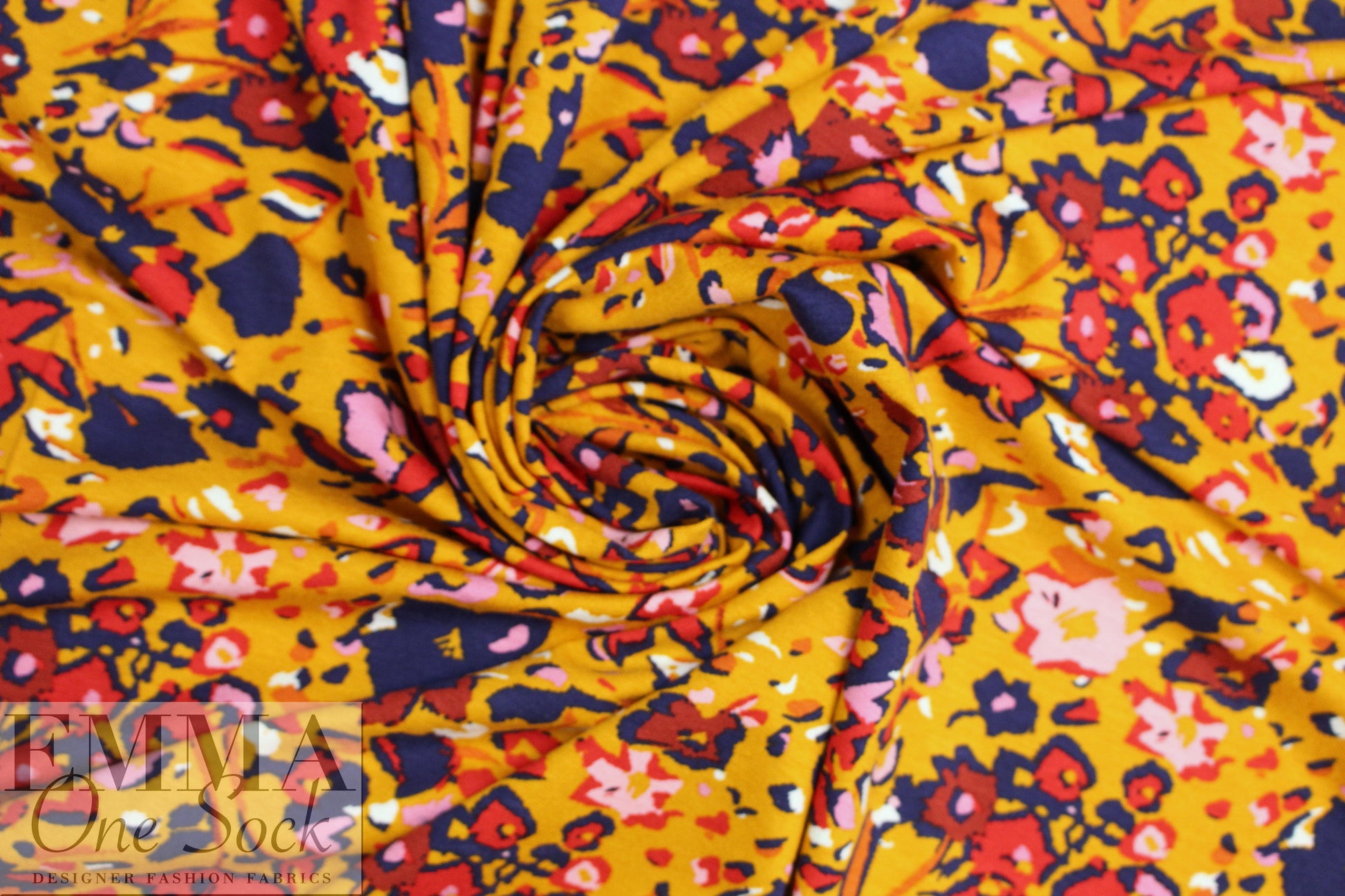 Dutch Oeko-tex 'petal splash' viscose/spandex knit 1 yard