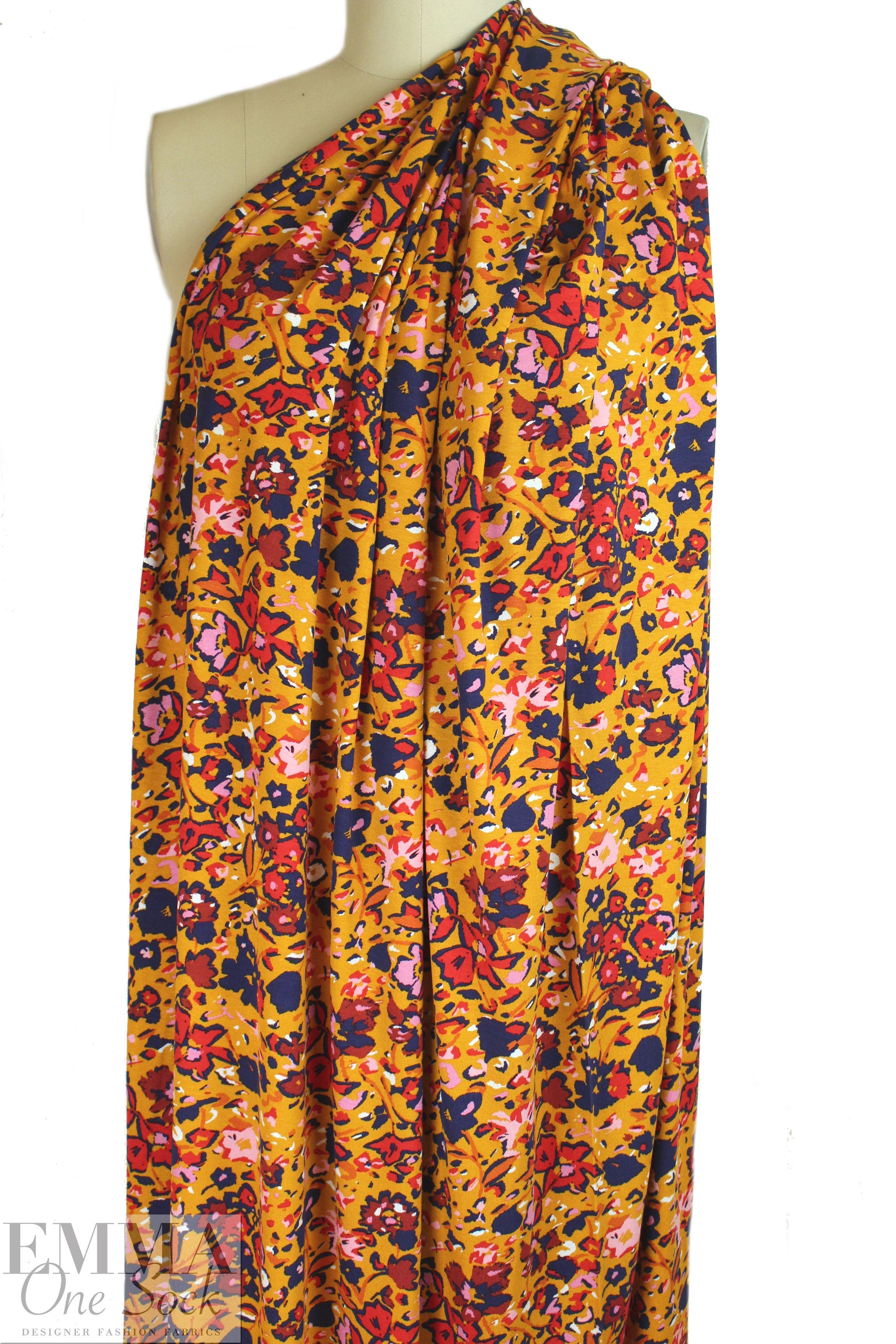 Dutch Oeko-tex 'petal splash' viscose/spandex knit 2 yd