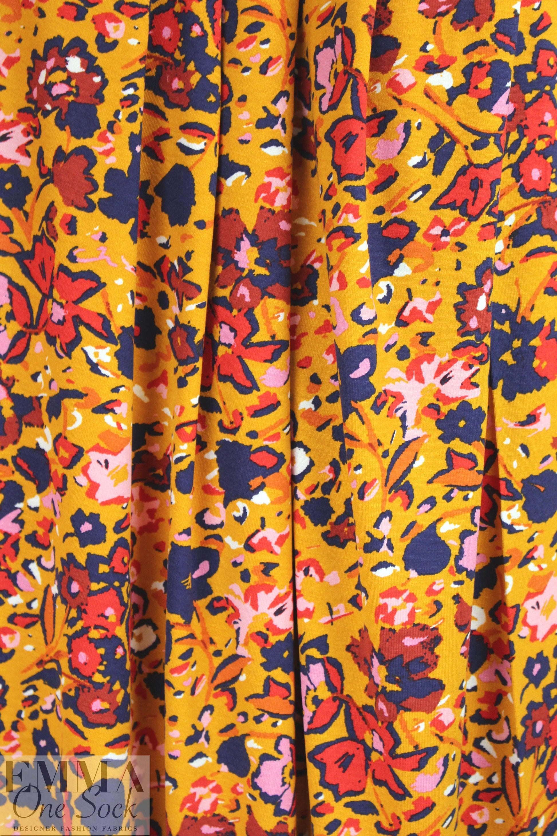 Dutch Oeko-tex 'petal splash' viscose/spandex knit 1 yard