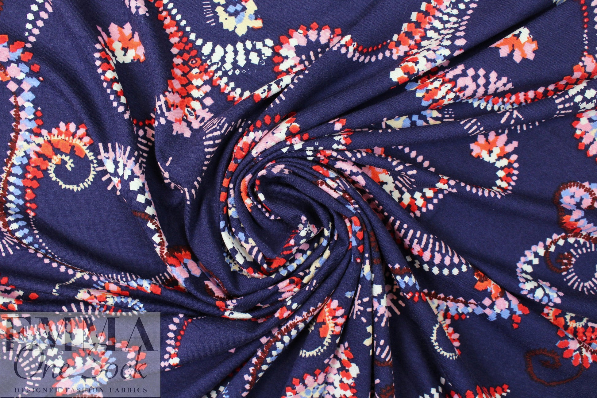 Dutch Oeko-tex 'decorative paisley' viscose/spandex knit