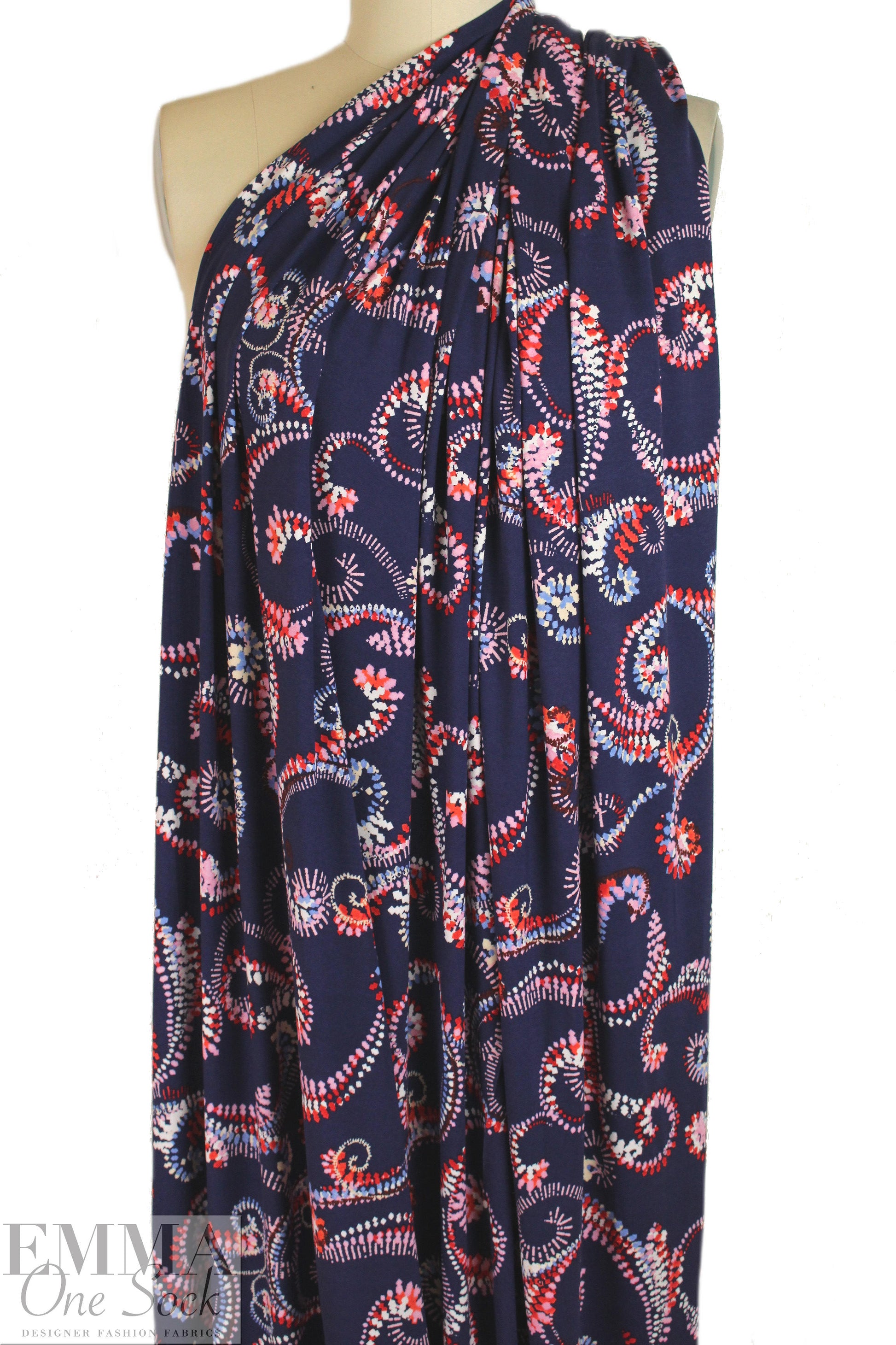 Dutch Oeko-tex 'decorative paisley' viscose/spandex knit