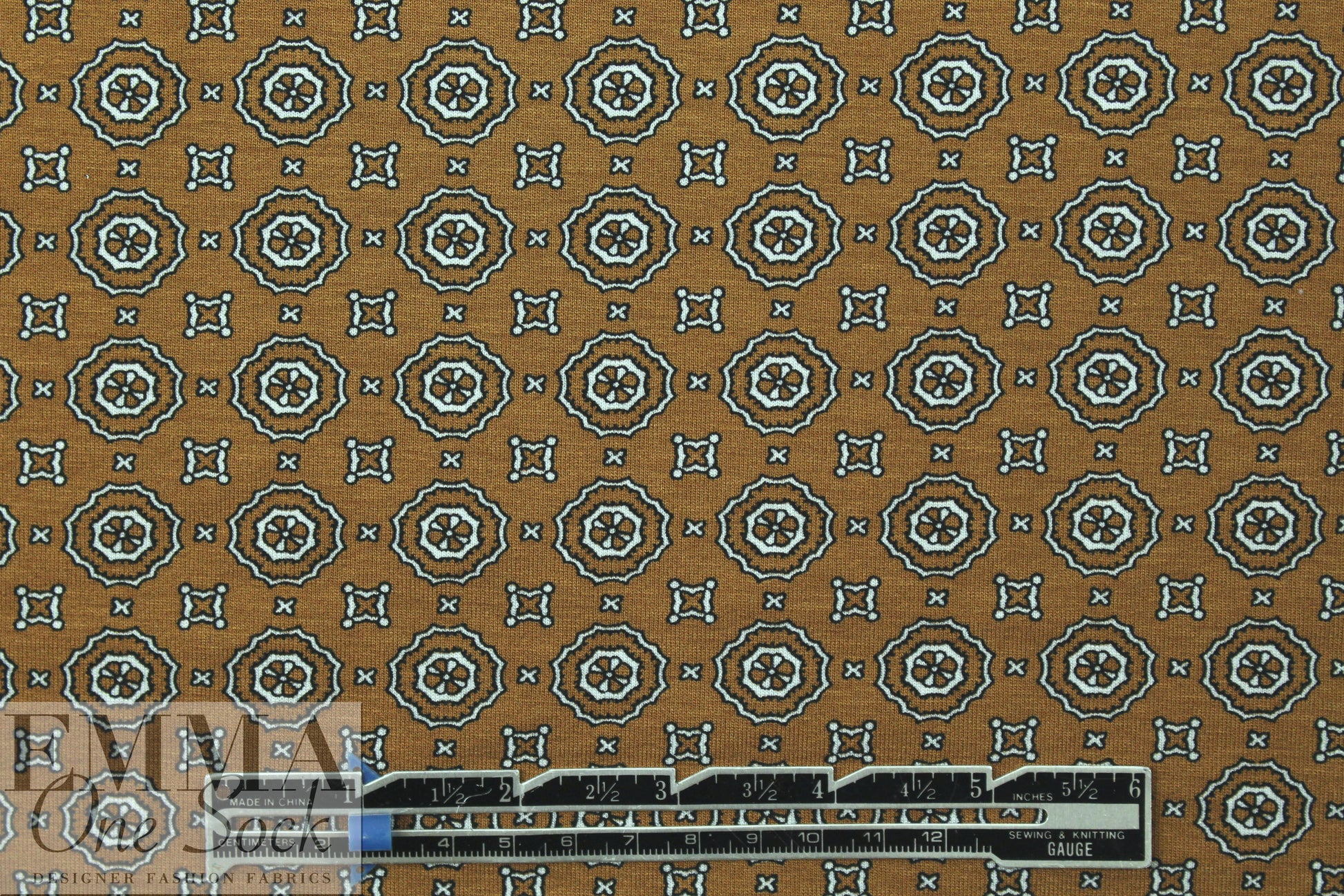 Dutch Oeko-tex 'medallion graphic' viscose/spandex knit 1 yard