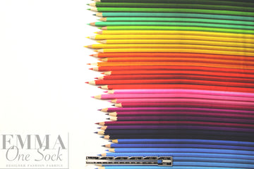 Dutch 'colored pencils' border cotton knit- oekotex cert. 1.5 yds