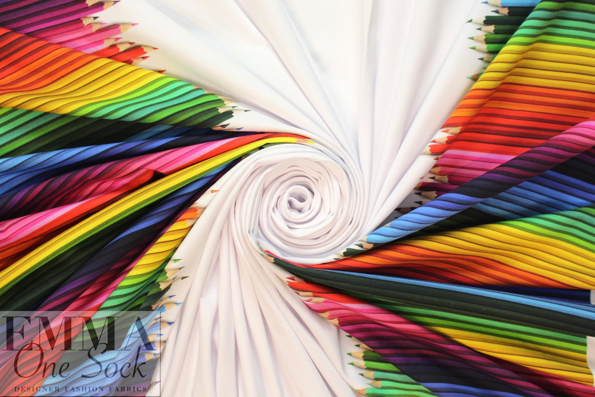 Dutch 'colored pencils' border cotton knit- oekotex cert.