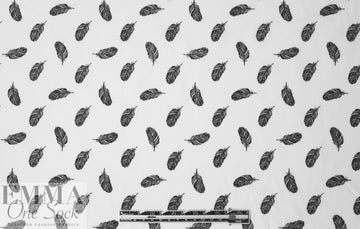 Dutch digital feathers cotton poplin - black on white 1.5 yd