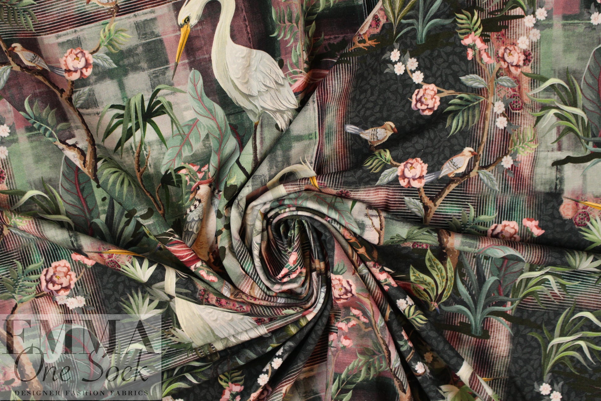 Dutch digital 'birds in paradise' Fr. terry Oeko-Tex certified .75 yds