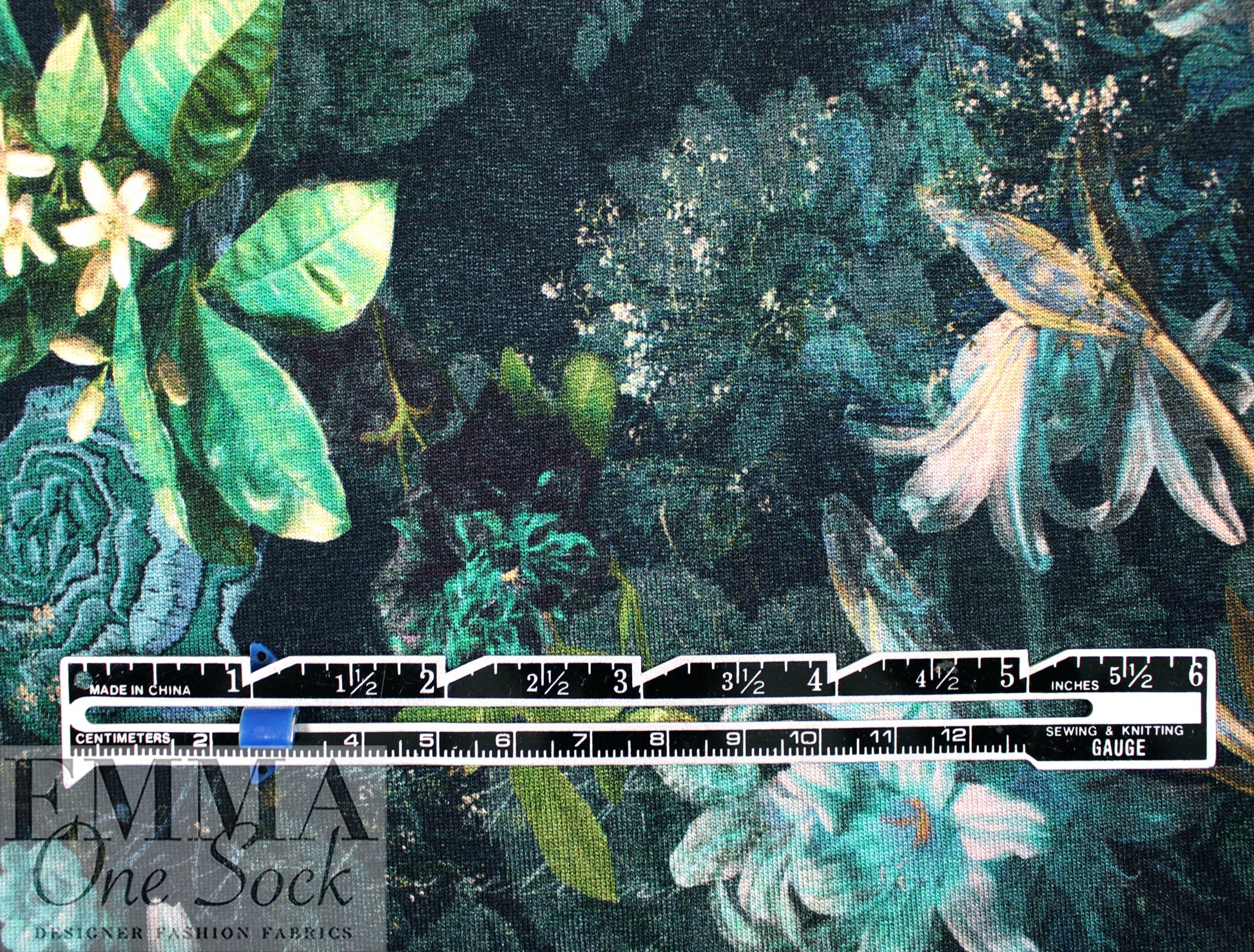 Dutch digital 'night garden' vis/span knit Oeko-Tex certified .5 yds