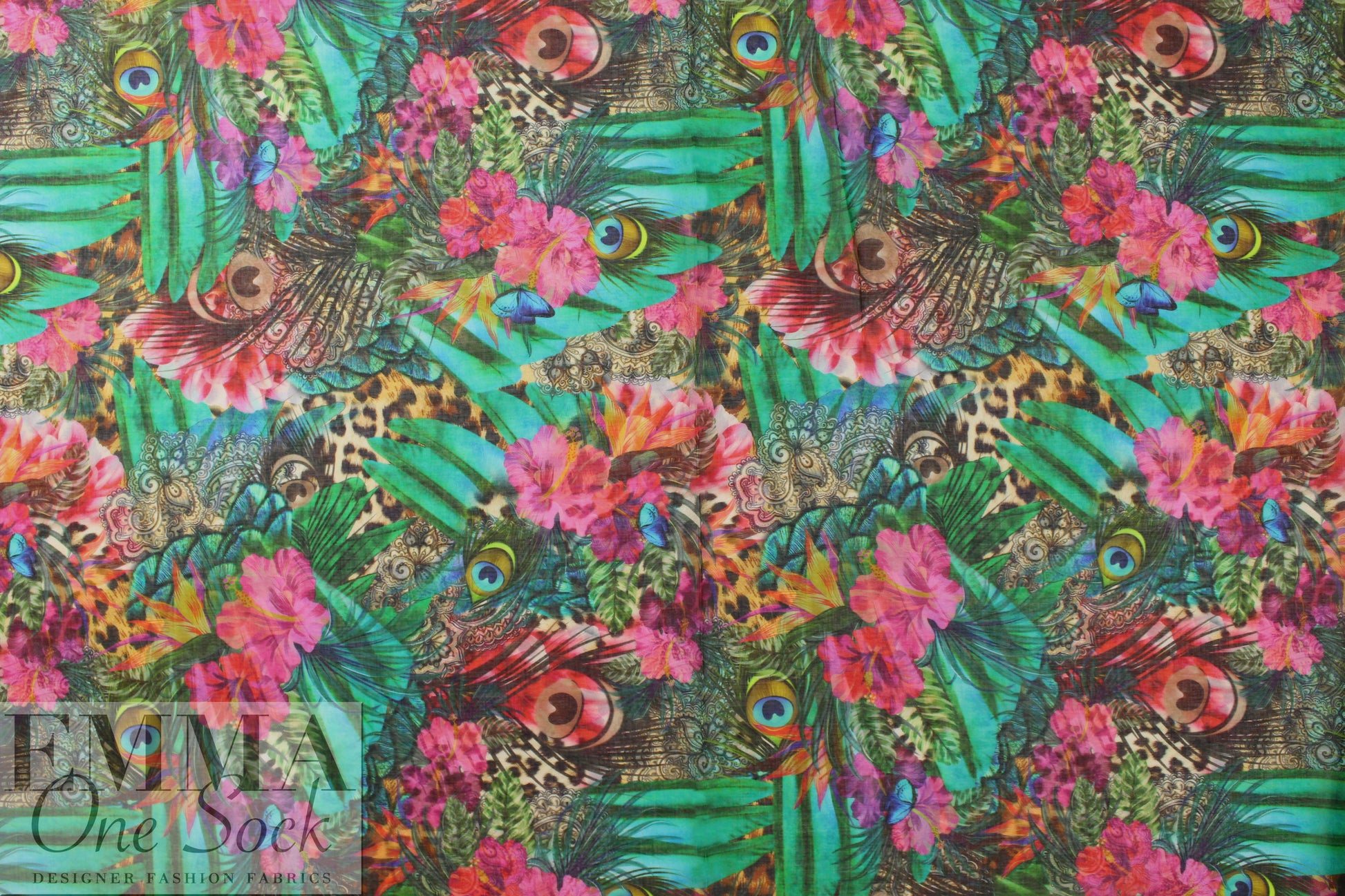 Dutch Oeko-Tex certified cotton voile - hibiscus montage .875 yds