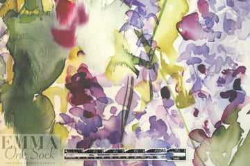 Italian watercolor abstract floral 'poly-silk' twill