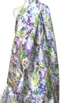 Italian watercolor abstract floral 'poly-silk' twill