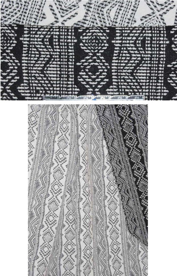 French textured stretch blk/wht 'woodcut' brocade 1.5 yd