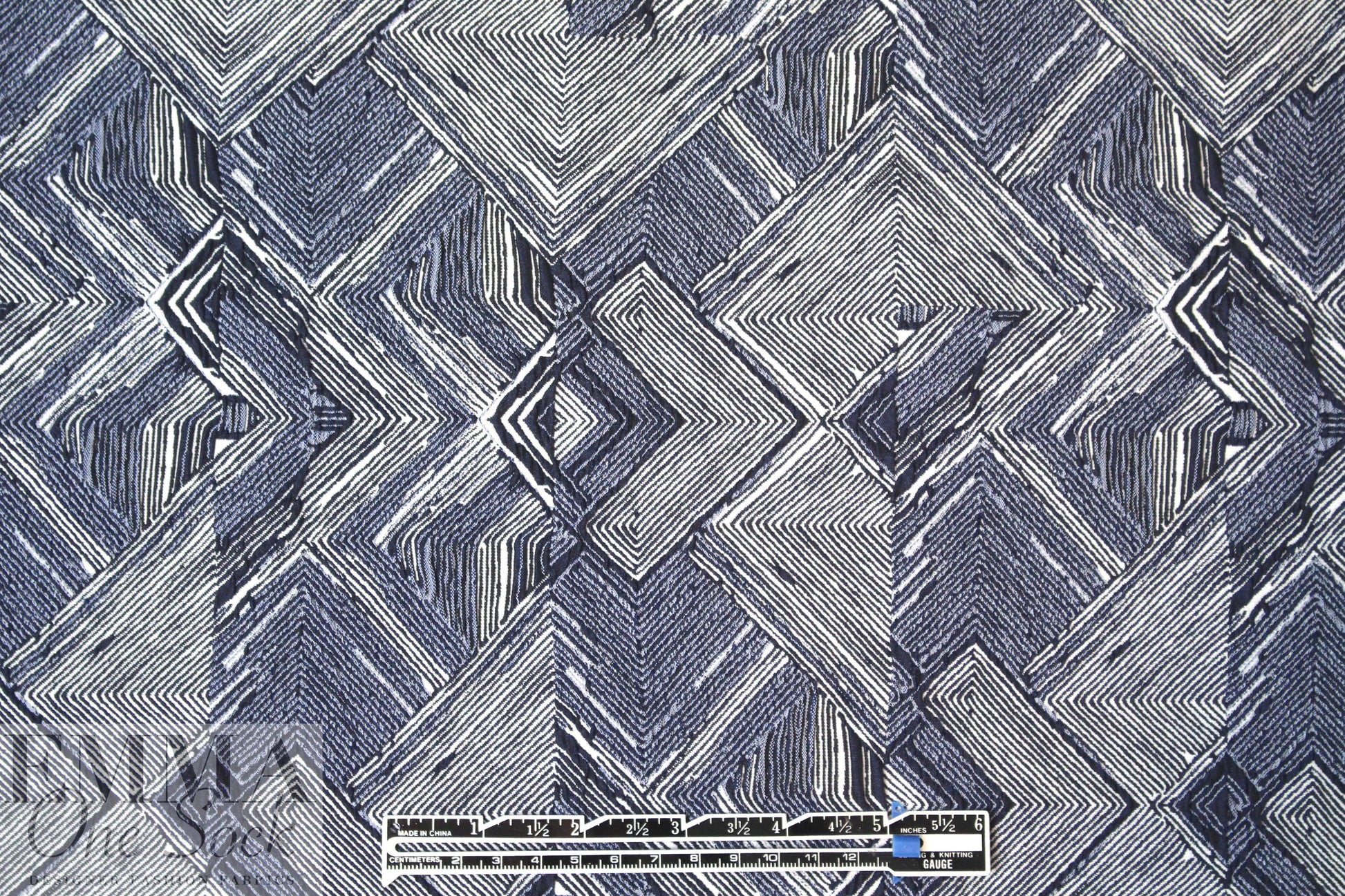 'circuit breaker' graphic stretch brocade - navy/white 1.33 yds