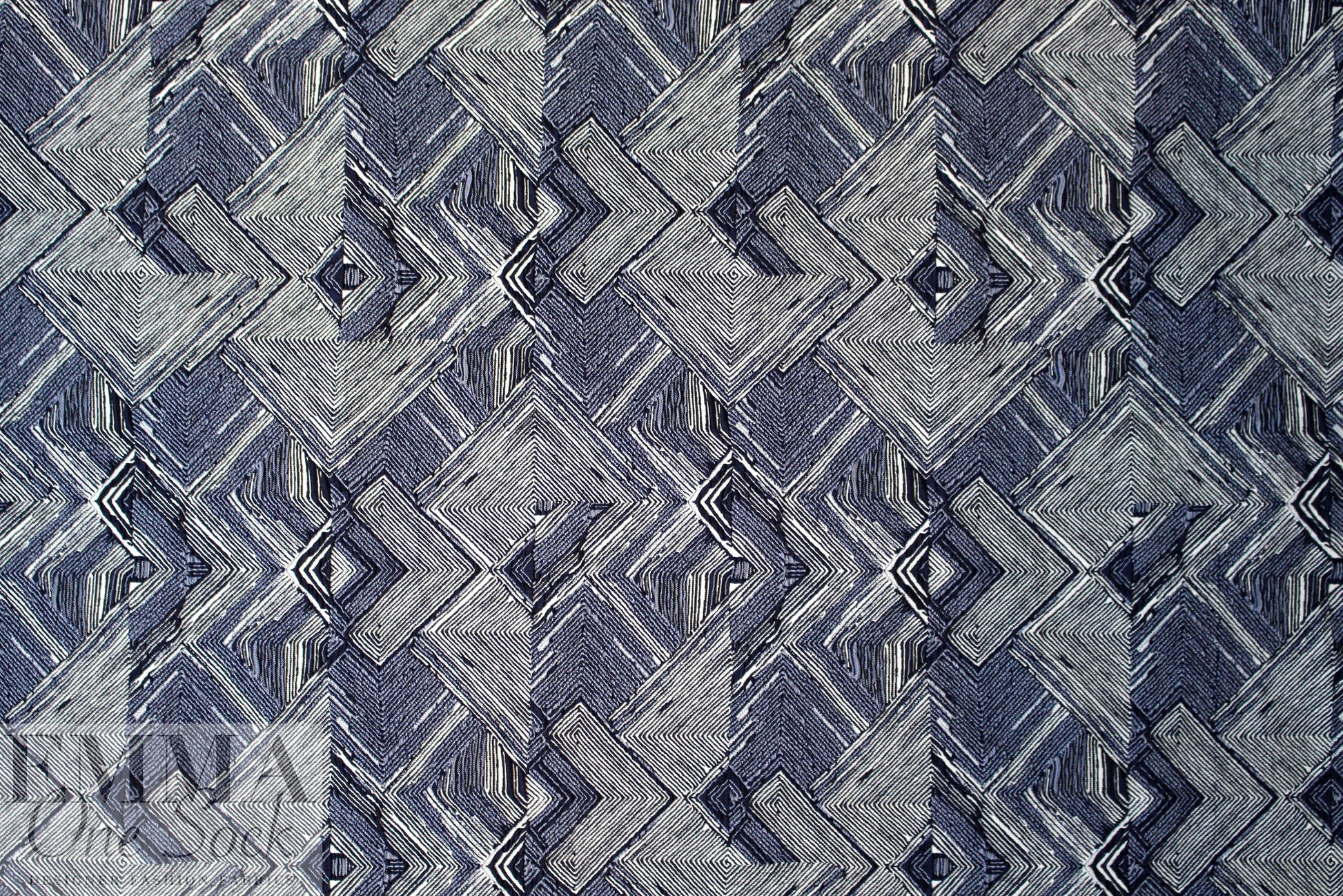 'circuit breaker' graphic stretch brocade - navy/white
