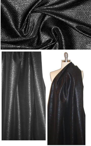 designer vertical stretch grid brocade - black on black 1.875 yd
