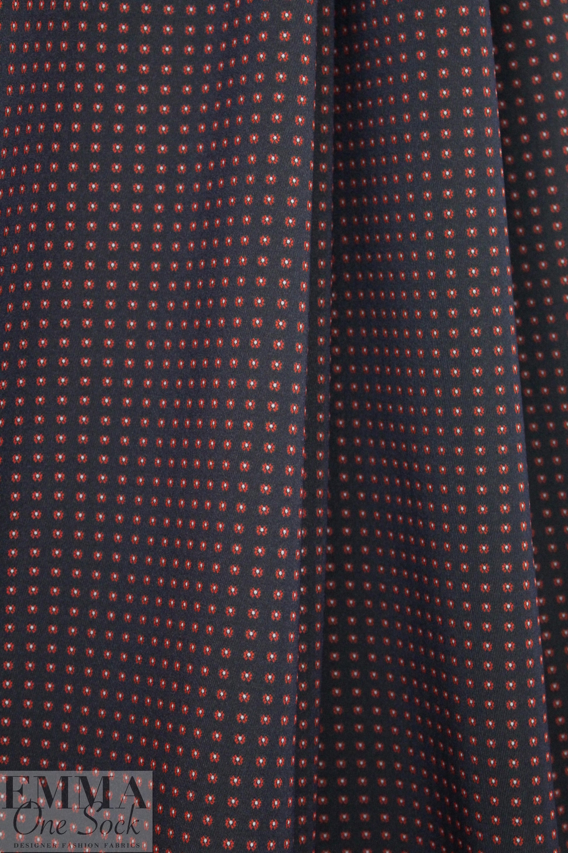 NY designer little flowers stretch brocade - red/black 1.66 yd