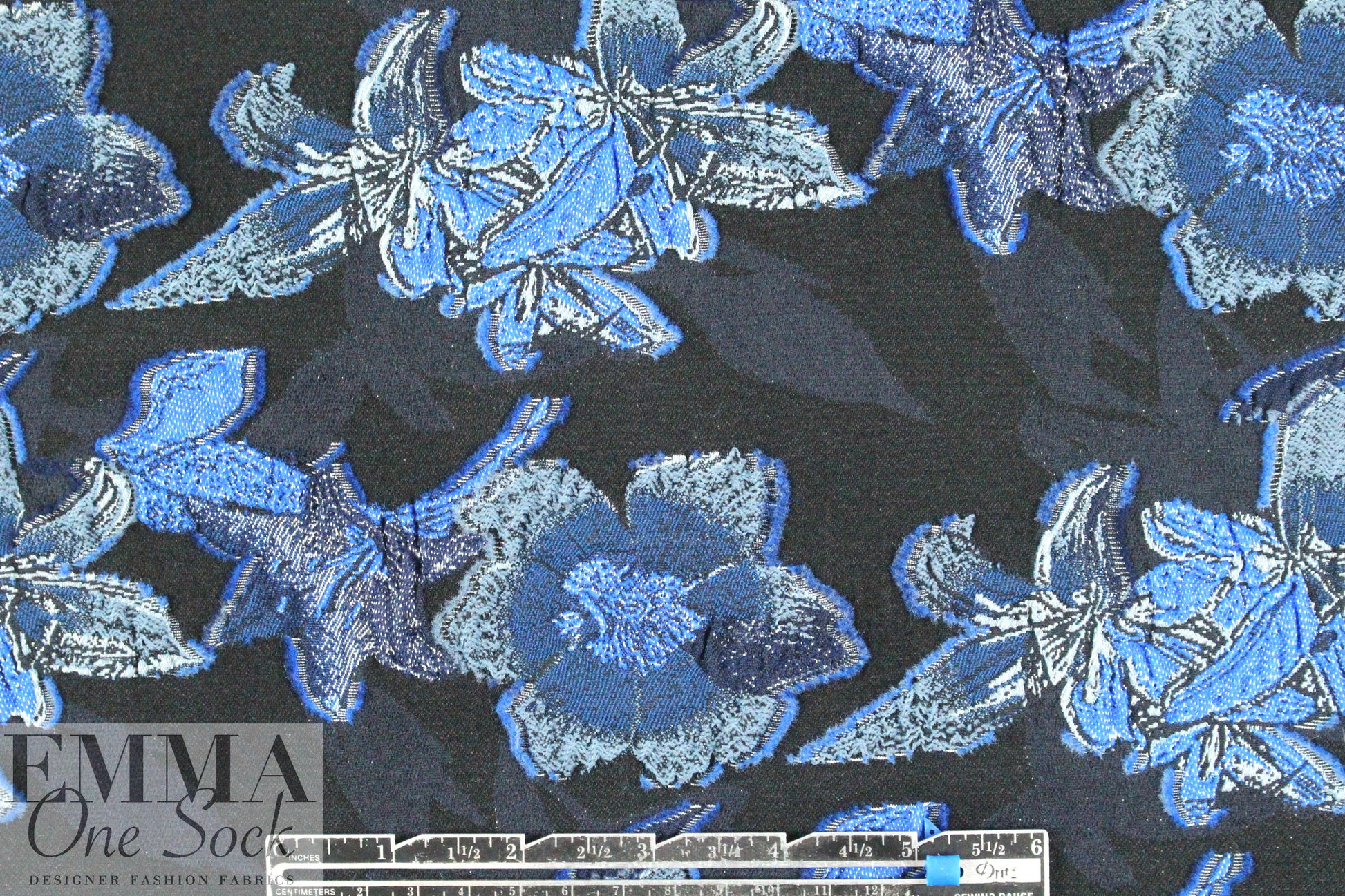 Jas0n Wu flowery blues stretch jacquard brocade .875 yds
