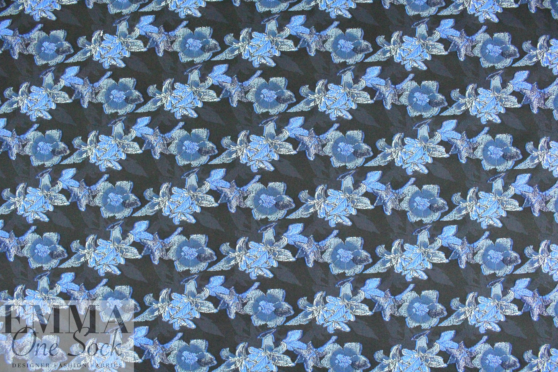 Jas0n Wu flowery blues stretch jacquard brocade