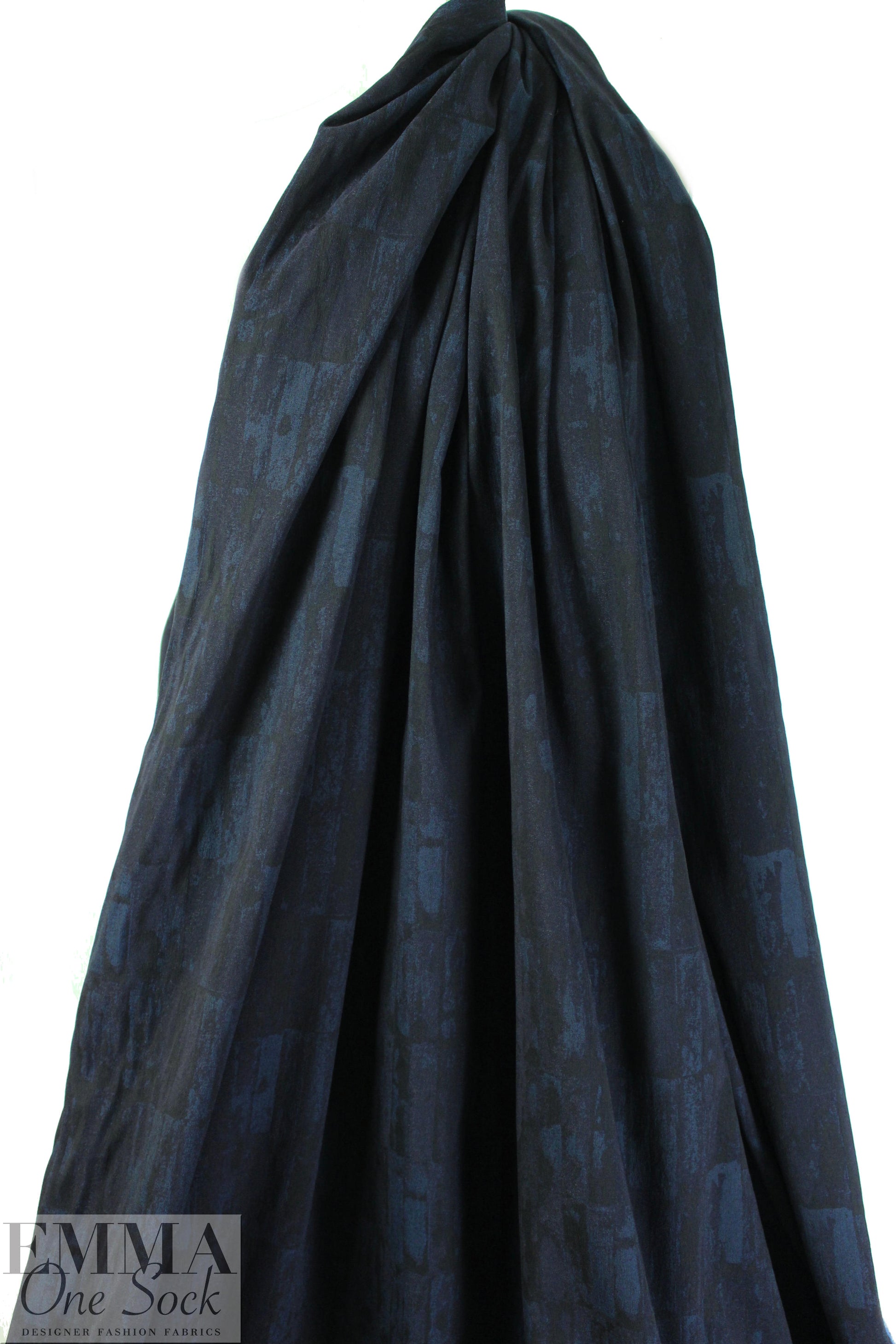 NY designer sapphire/midnight abstract stretch brocade