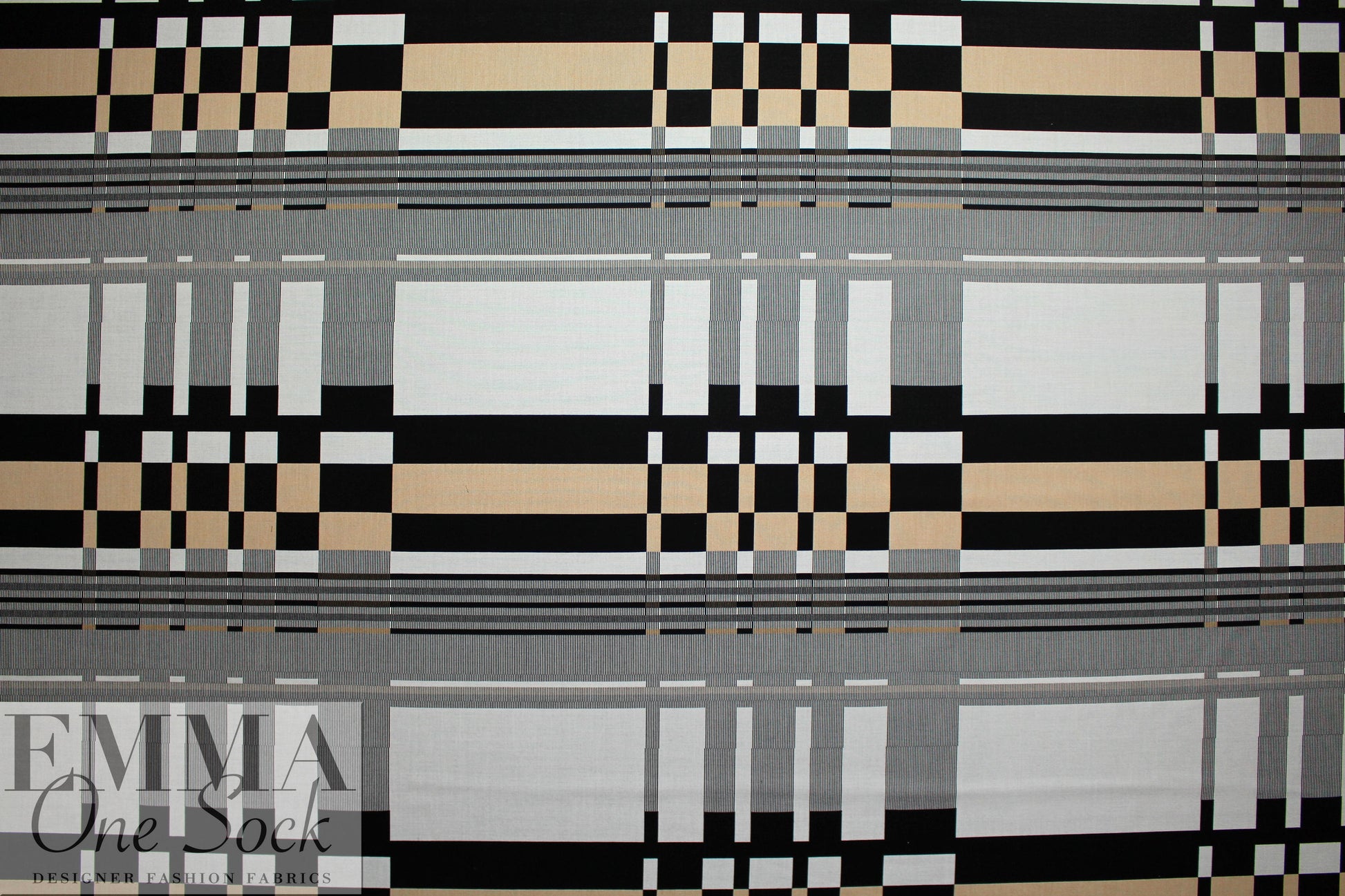 Italian cotton stretch techno graphic reversible jacquard