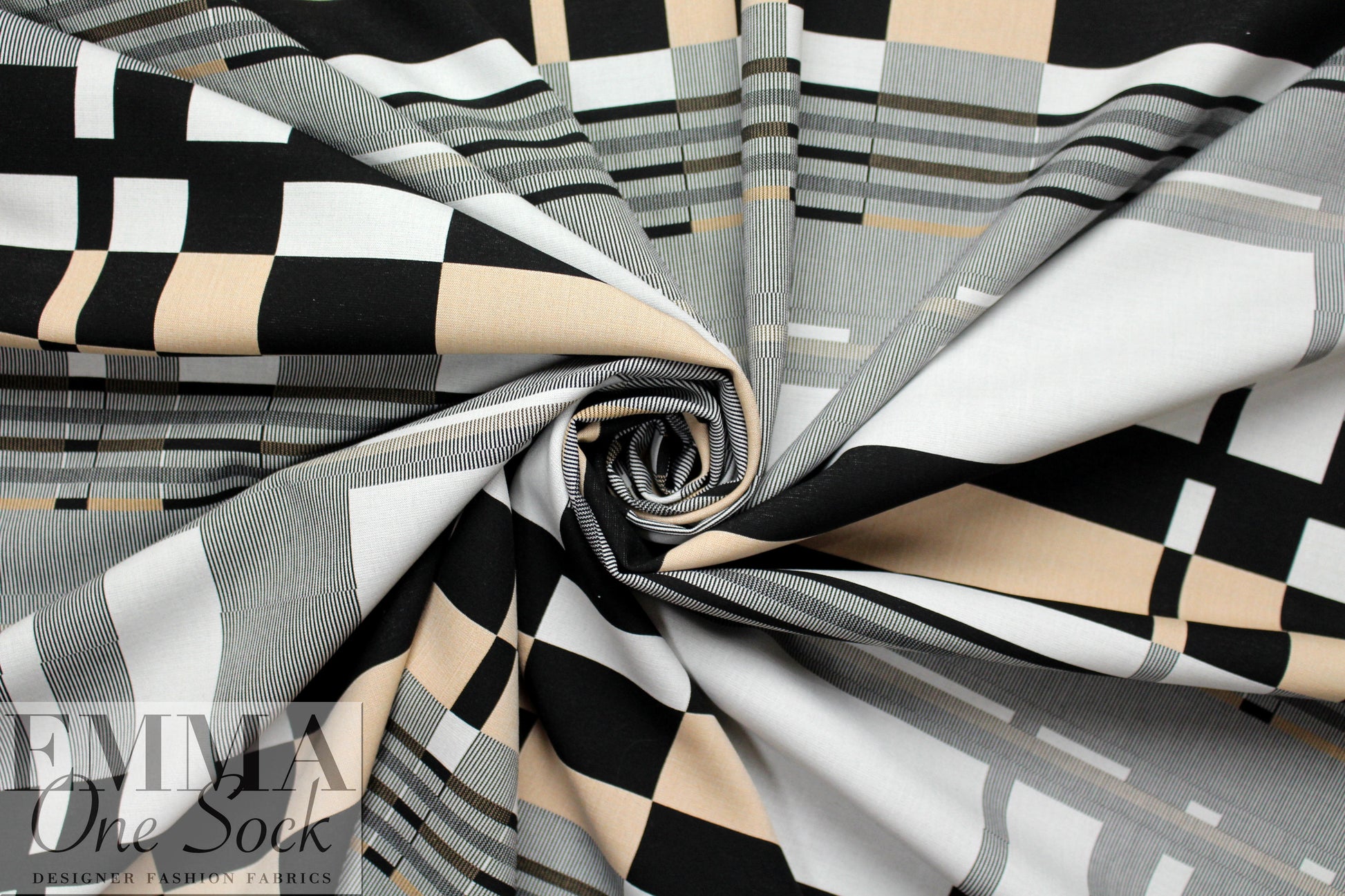 Italian cotton stretch techno graphic reversible jacquard