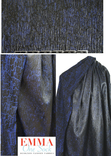 Tah@ri blue/black textured stretch matelasse' 1.625 yds