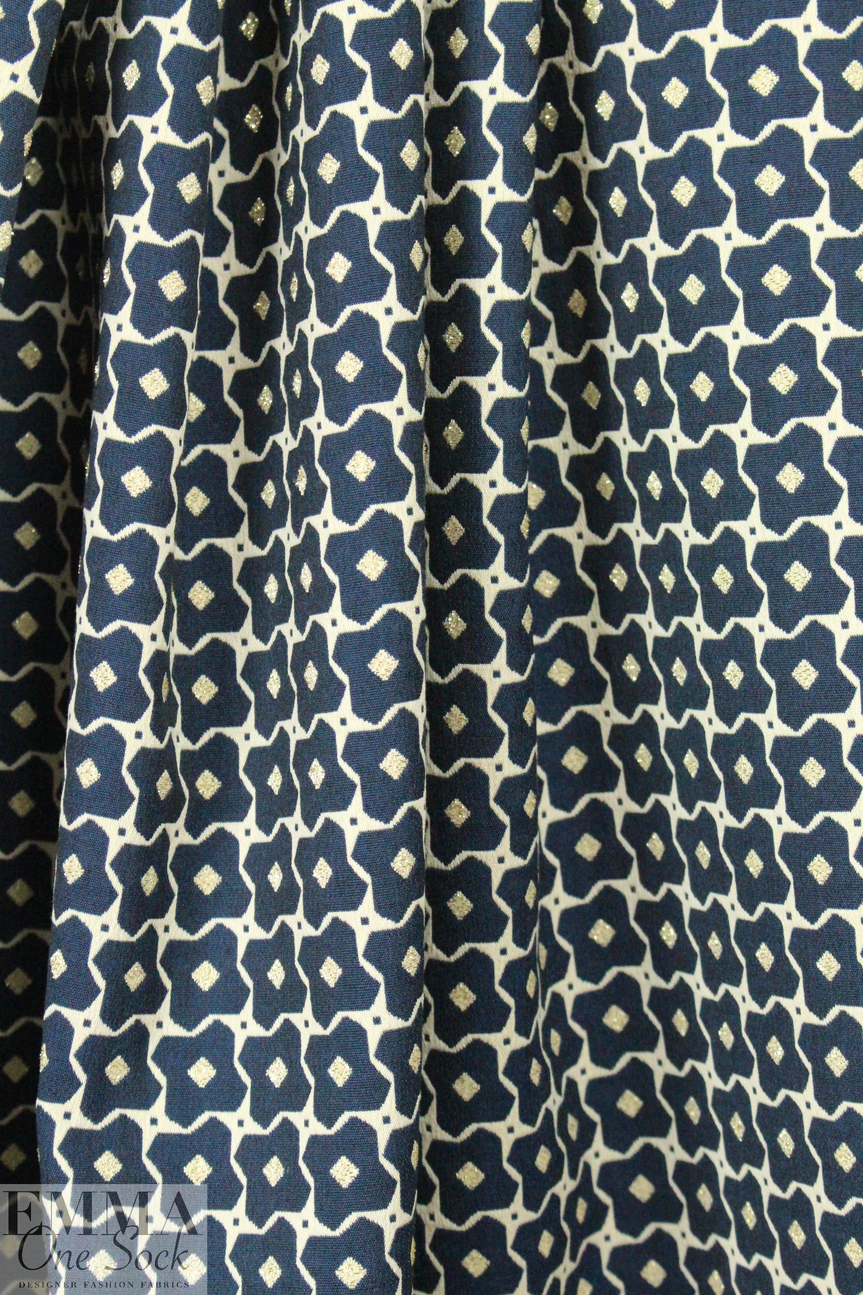 The0ry navy/ecru/gold graphic stretch brocade