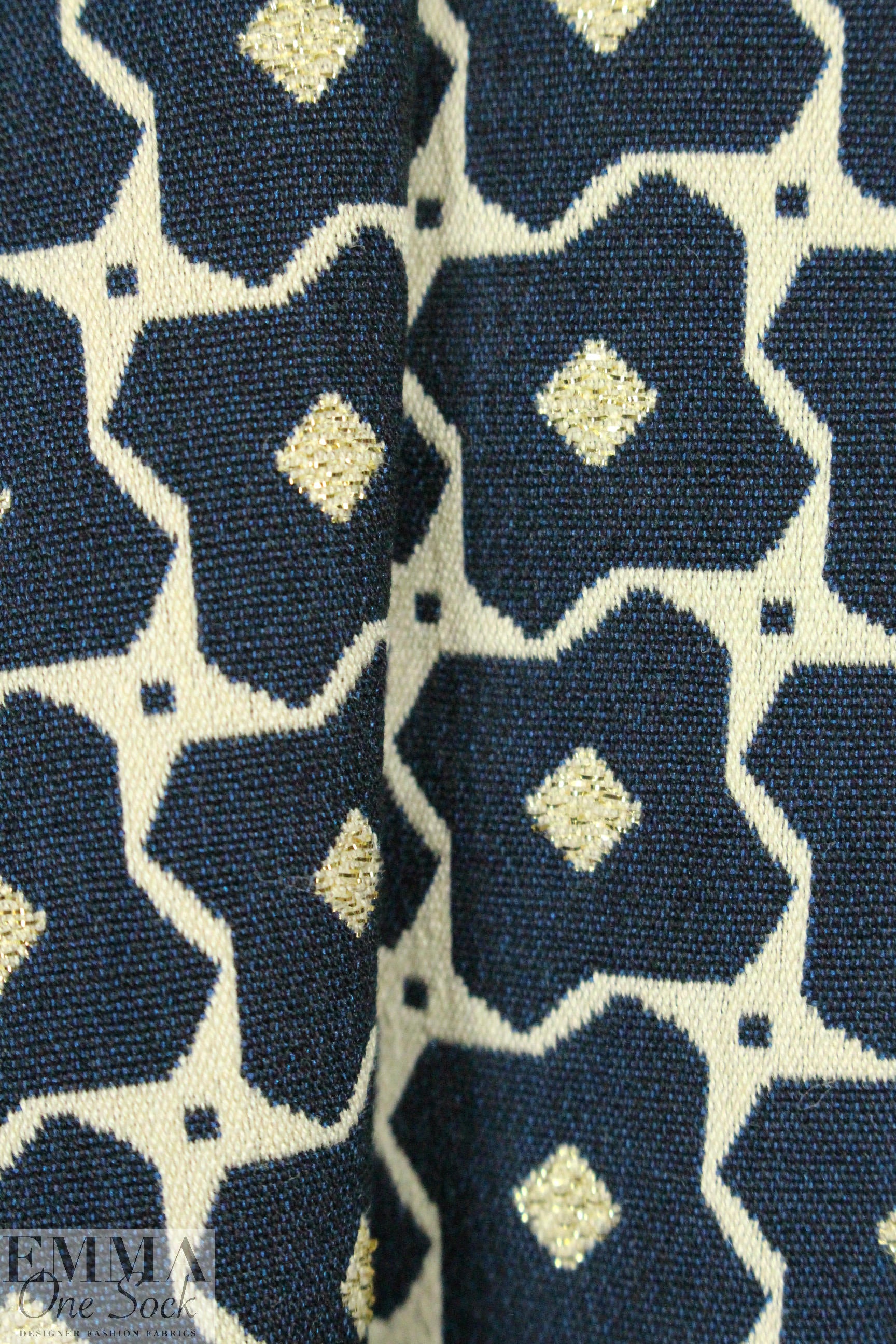 The0ry navy/ecru/gold graphic stretch brocade