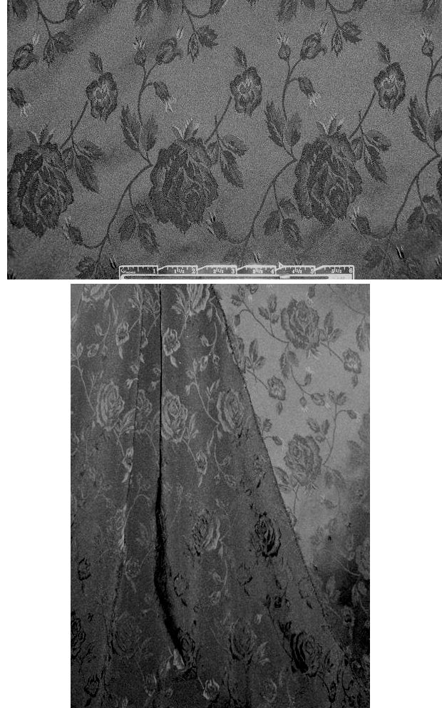 French black on black rose stretch brocade 1.375 yd