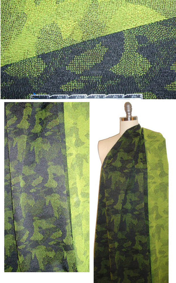 Italian textured stretch jacquard - chartreuse/black 1.25 yd