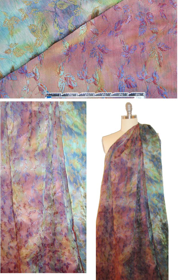 NY designer textured ombre flower stretch brocade 1.33 yd
