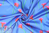 Caroline C0nstas stretch silk charmeuse - cala lilies, french blue 2.125 yds