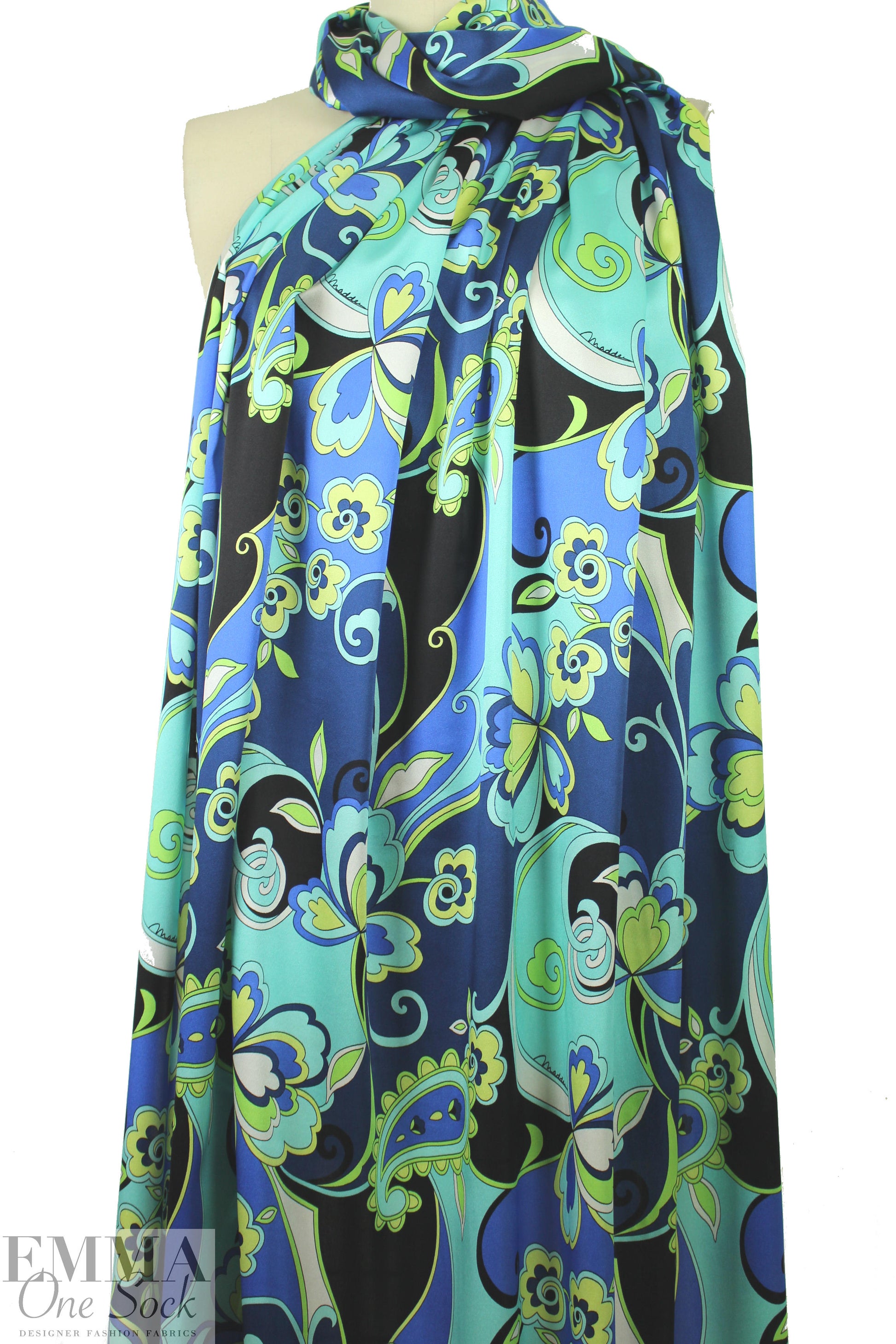 NY designer 'pucci' stretch silk charmeuse - blue