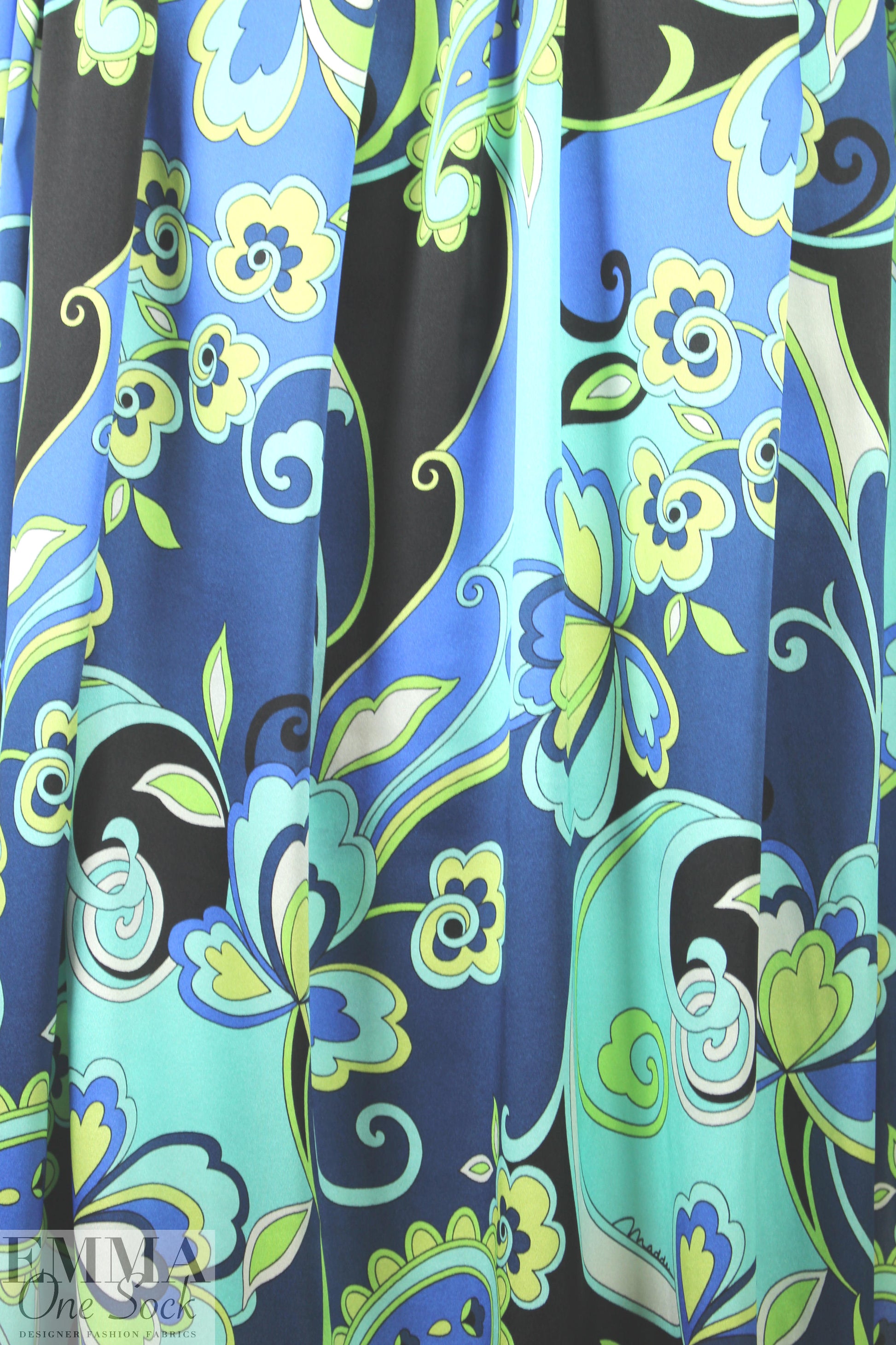 NY designer 'pucci' stretch silk charmeuse - blue