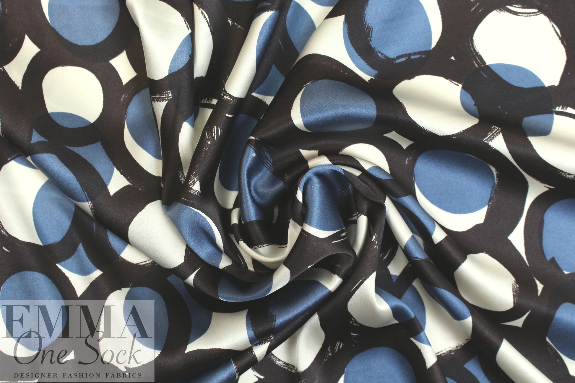 NY designer edgy circle graphic silk stretch charmeuse 2 yd