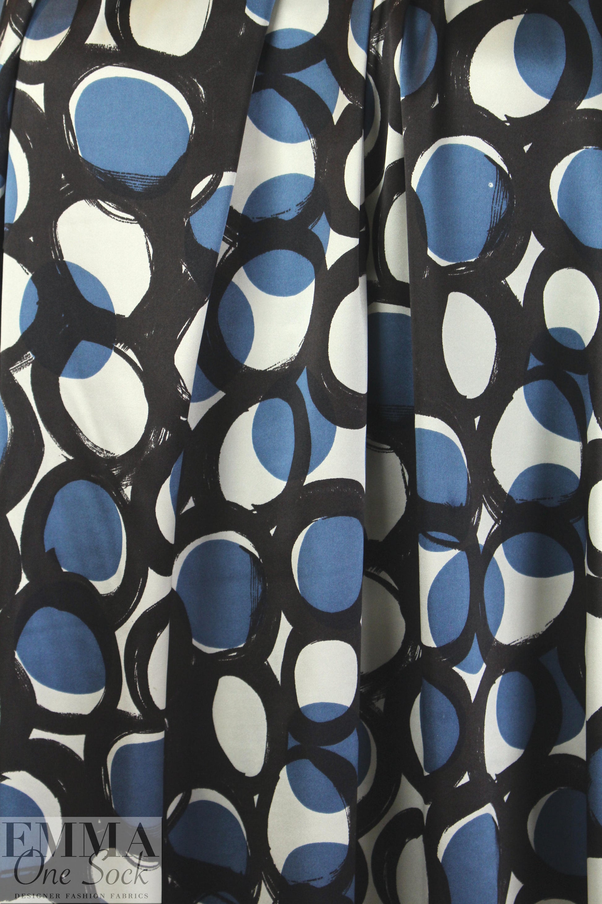 NY designer edgy circle graphic silk stretch charmeuse 2 yd