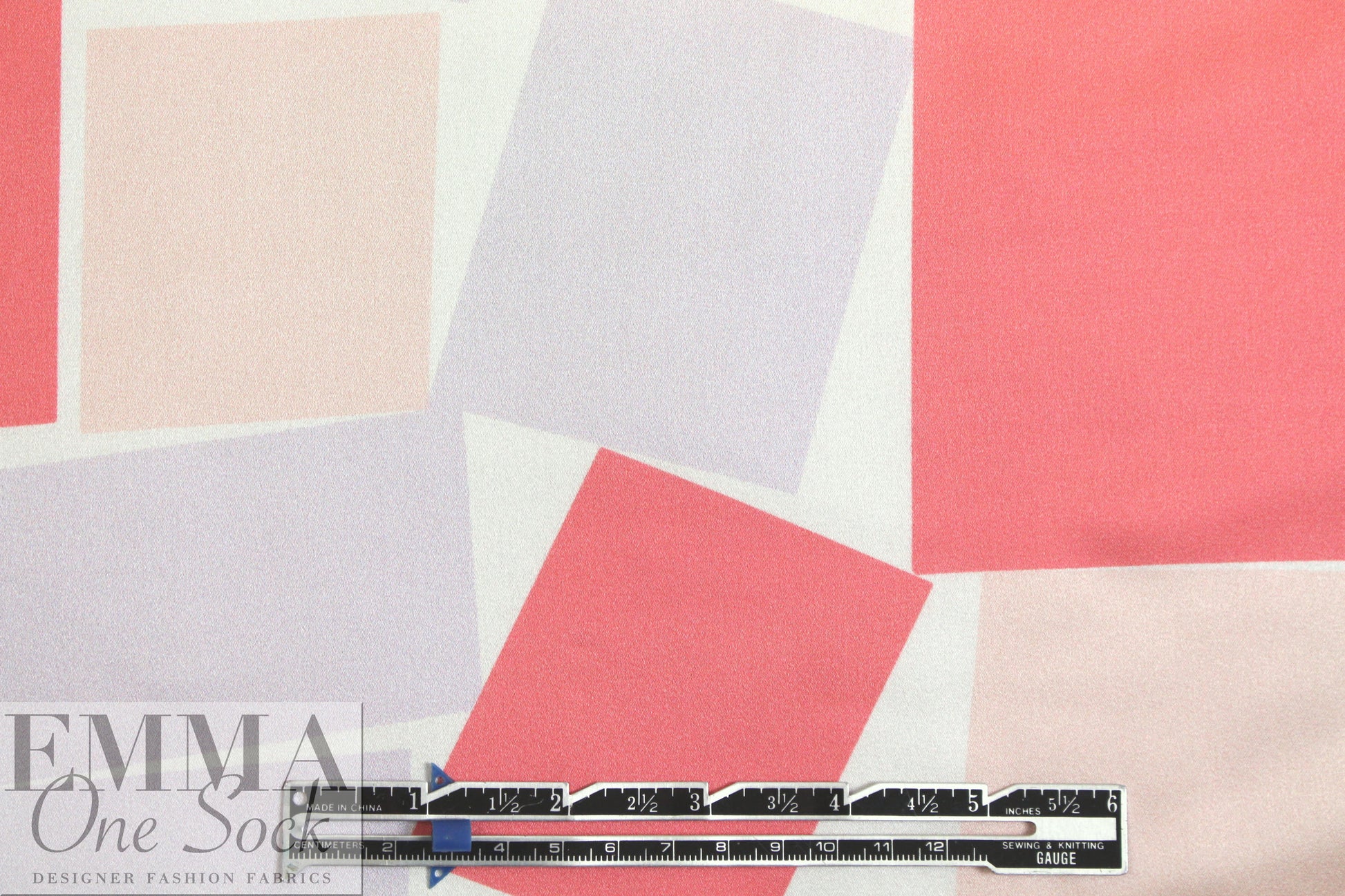 Italian random squares graphic silk stretch charmeuse