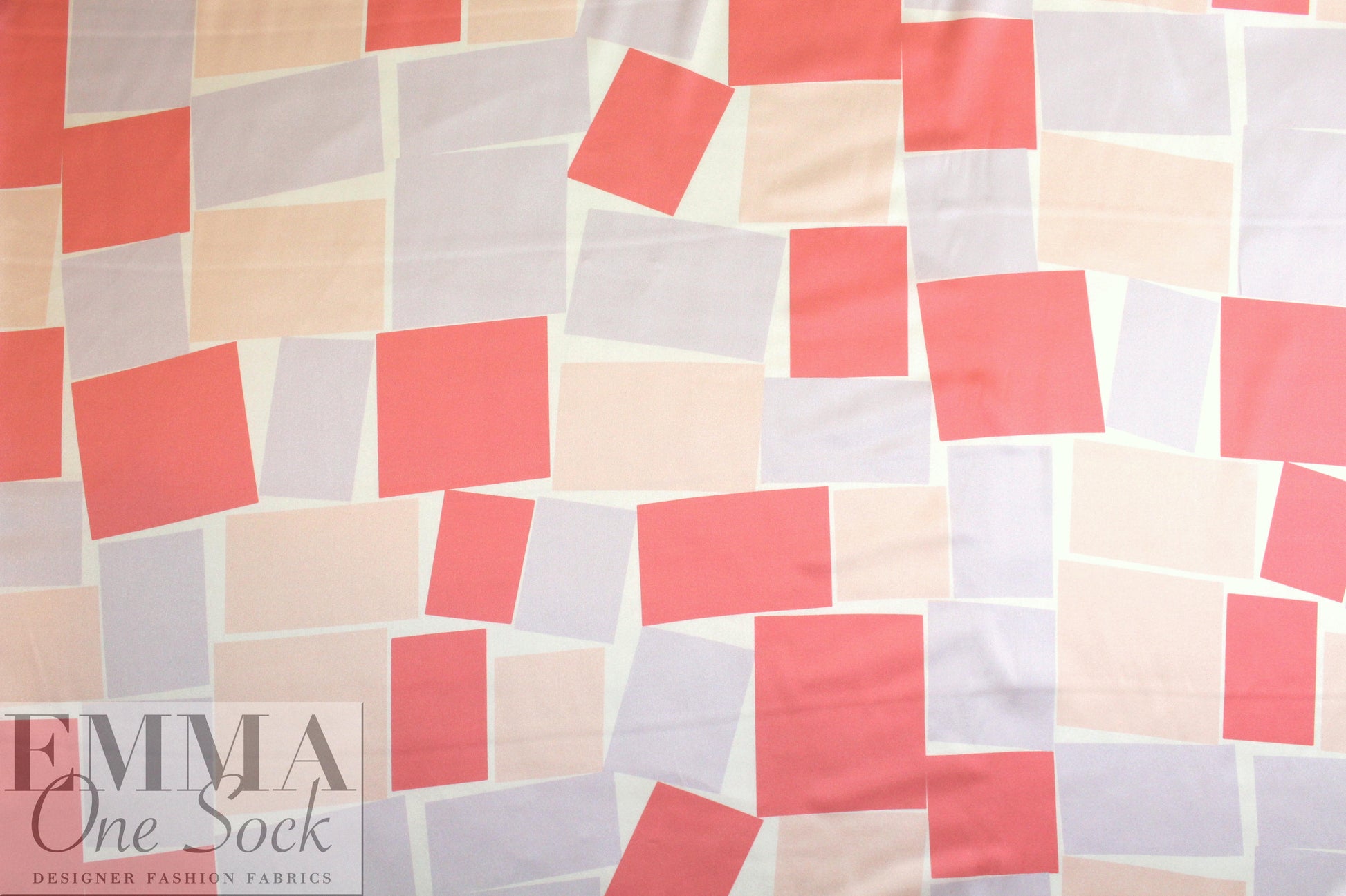 Italian random squares graphic silk stretch charmeuse