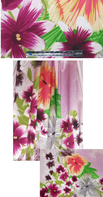NY designer island floral panel stretch charmeuse 1.3 yds