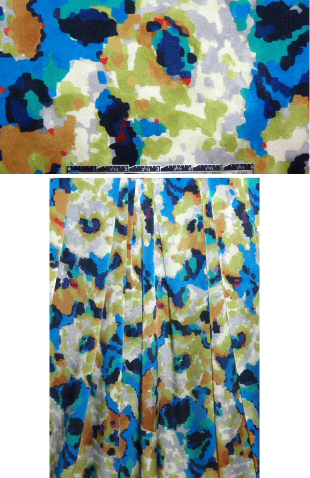 NY designer stylized flowers stretch charmeuse 1.66 yd